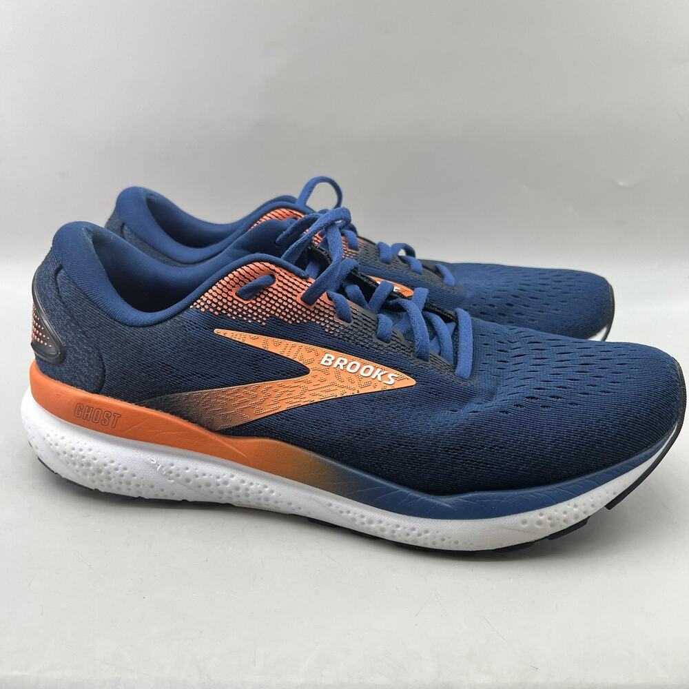Brooks Ghost 16 Running Shoes Men Size 10 D Blue Orange Mesh Comfort Sneakers